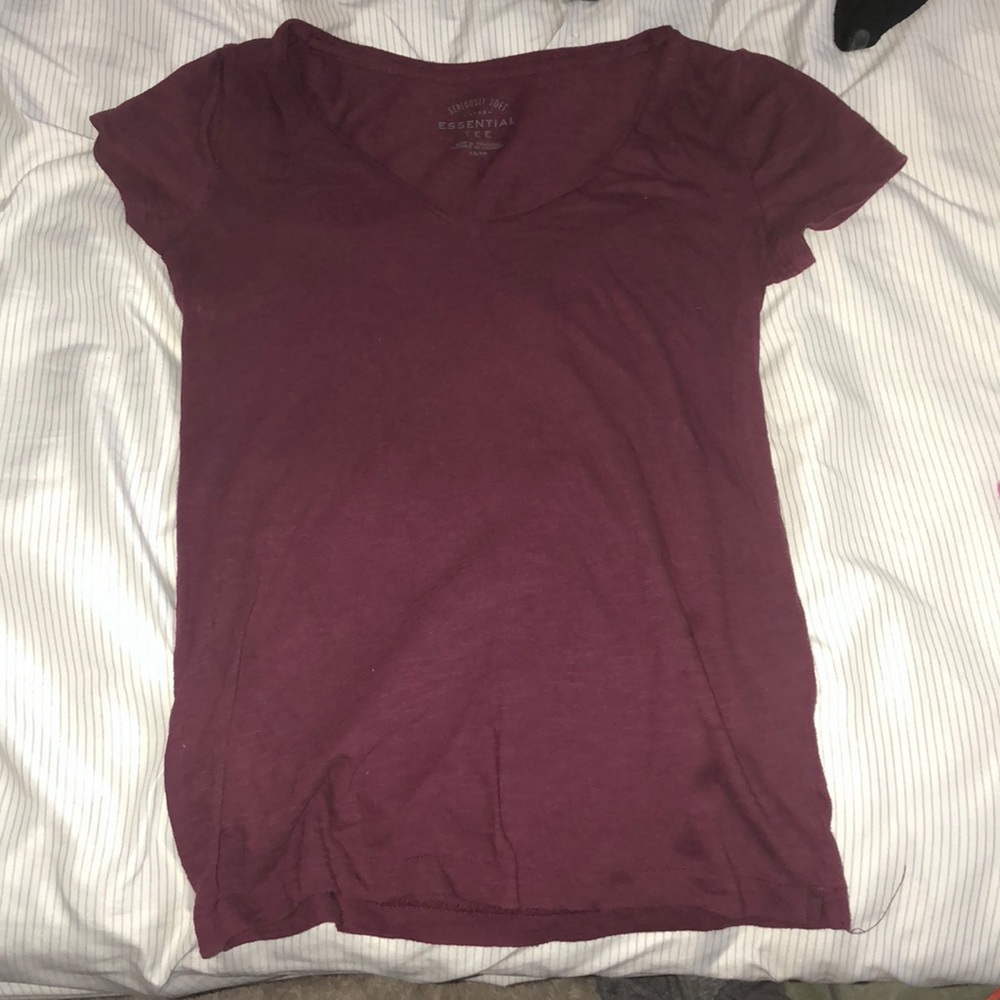 Maroon V neck T-shirt
